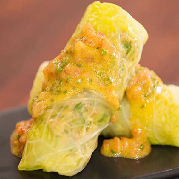 Roasted Duck Leg Stuffed Cabbage Leaves