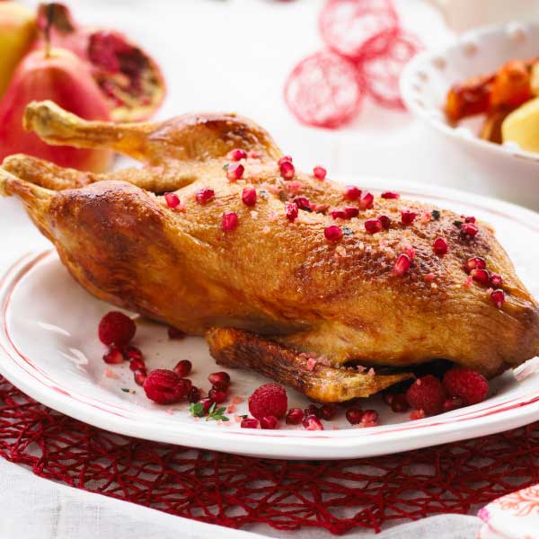 Festive Duck with Raspberry and Thyme served with Pomegranate Sauce