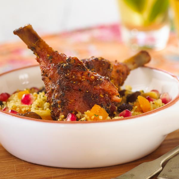 Morrocan Duck Shank with Jewelled Couscous